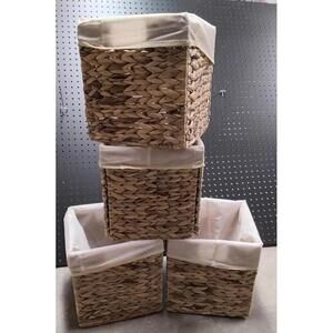 Foldable Storage Baskets Woven Water Hyacinth (4 pcs)